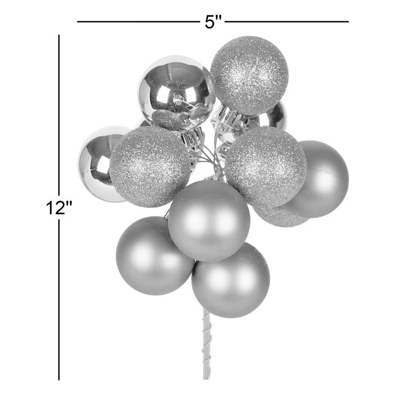 Vickerman 12" Pink Ball Ornament Christmas Pick, 4 per set