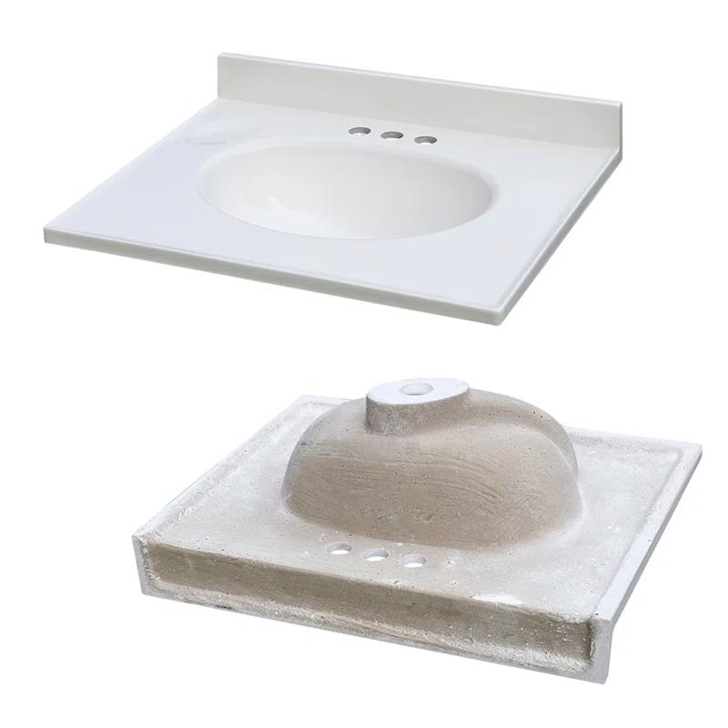25" White Single Bathroom Vanity Sink Top