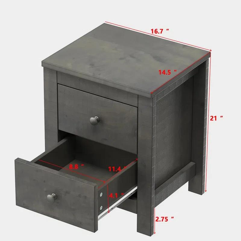 Decopom Farmhouse Wooden Nightstand Set of 2