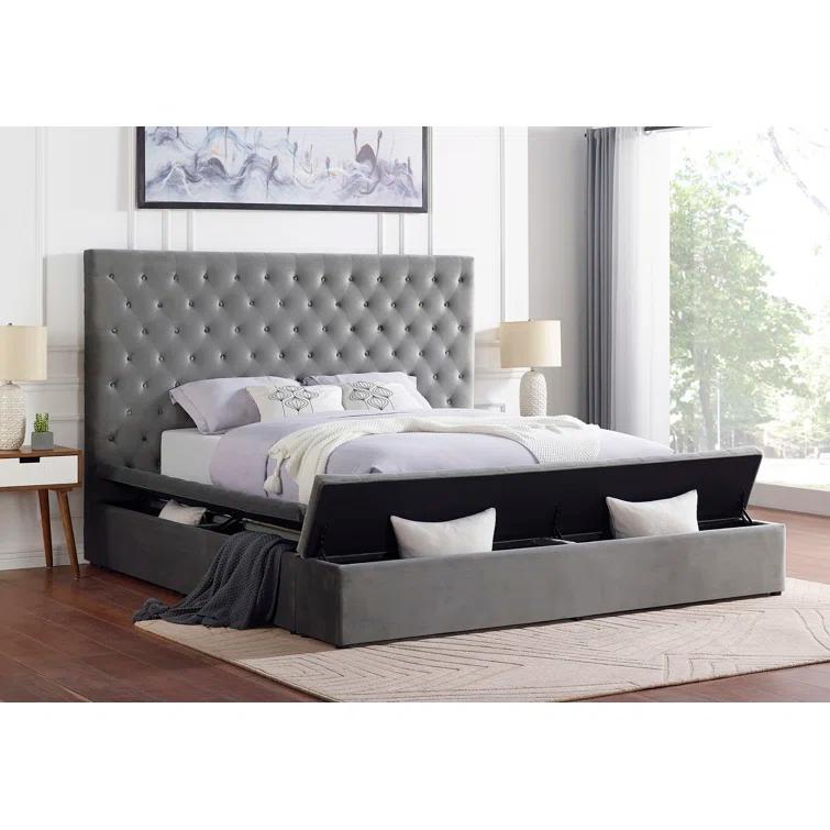 Best Master Furniture Upholstered Panel Storage Bed