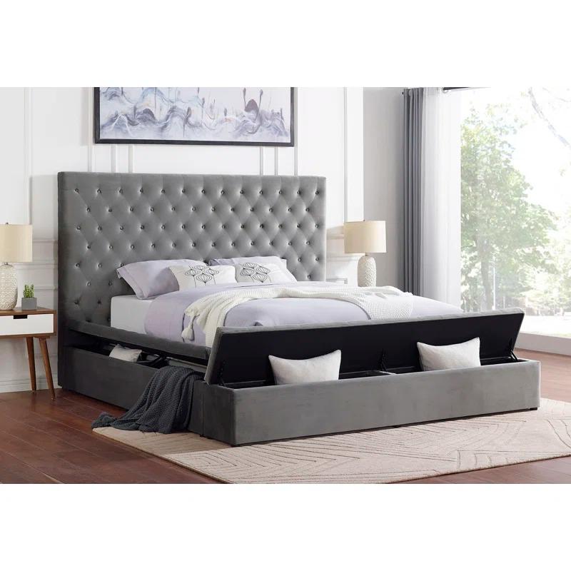 Best Master Furniture Upholstered Panel Storage Bed