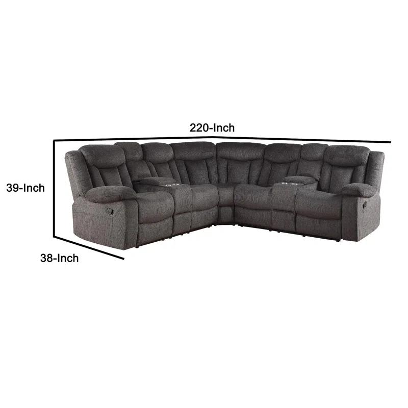 Wade Logan® Agatino Contemporary Motion Sectional Sofa with Storage and Cup-Holder in Dark Brown
