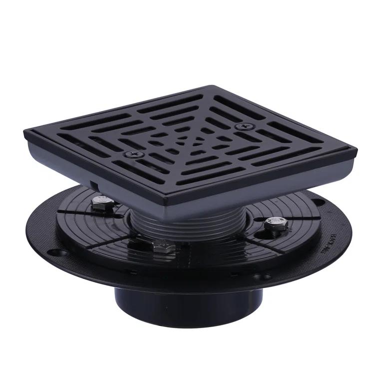 Aleasha 4.5 In. Floor Drain With Square Stainless Steel Screw-Tite Strainer AL-9L05B