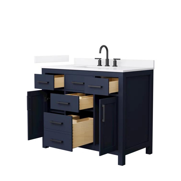 Wyndham Collection Beckett 42" Freestanding Single Bathroom Vanity with Quartz Top
