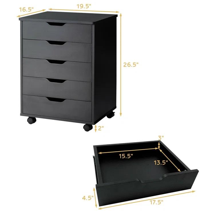 Rebrilliant Jarratt 5 Drawer Storage Drawer