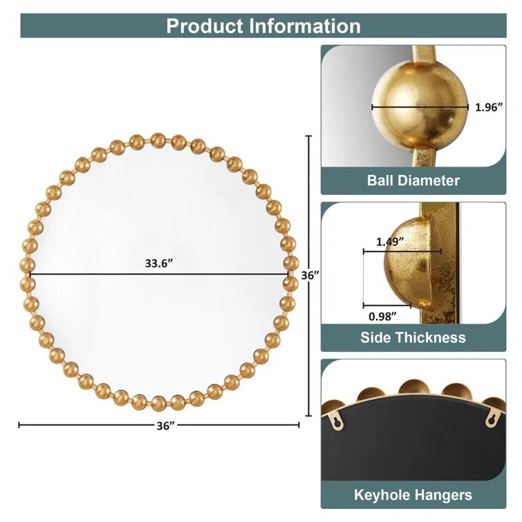 Marlowe Beaded Round Metal Wall Mirror