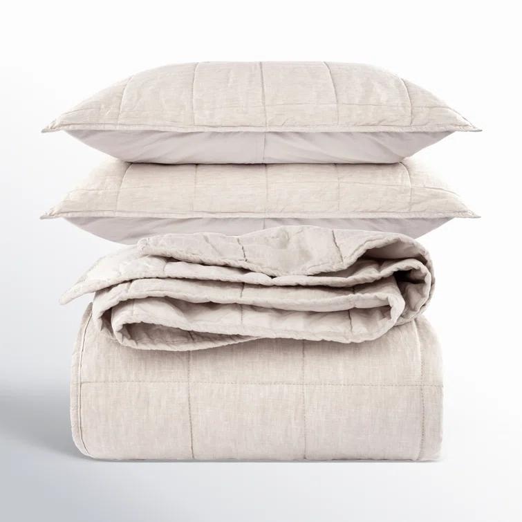 French Linen Box Stitch Quilt & Sham Set
