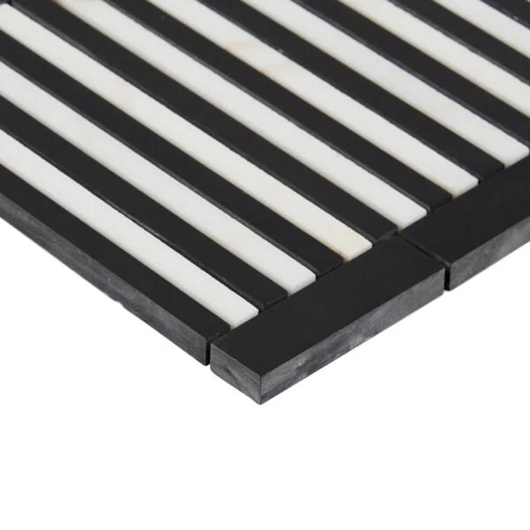 Bond Tile Florey Linear 7.87 in. x 8.31 in. Polished Marble Floor and Wall Mosaic Tile