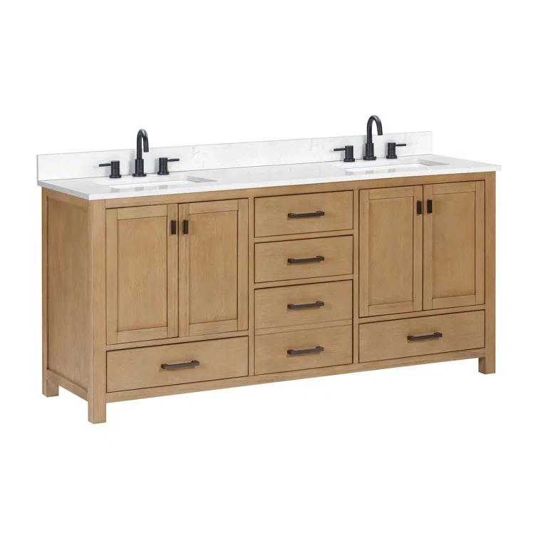 Modero 73" White Engineered Wood Double Vanity with Stone Top