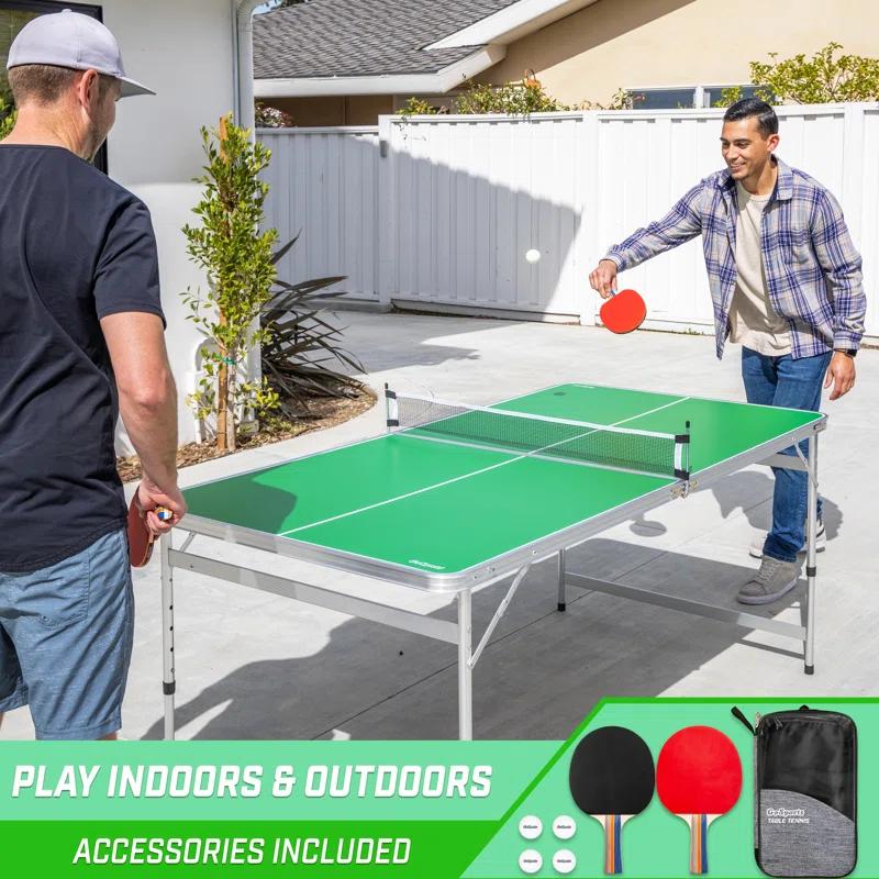 GoSports GoSports Foldable Indoor/Outdoor Table Tennis Table with Paddles and Balls - 6 x 3 ft