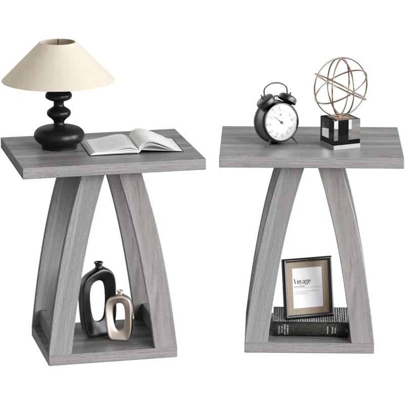 End Table Set Of 2, Side Table, Nightstand, Sofa Side Table With Shelf, Modern End Table For Living Room, Bedroom