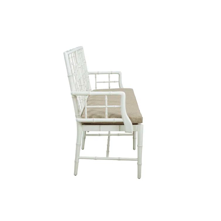 Belleville White Solid Wood Upholstered Settee