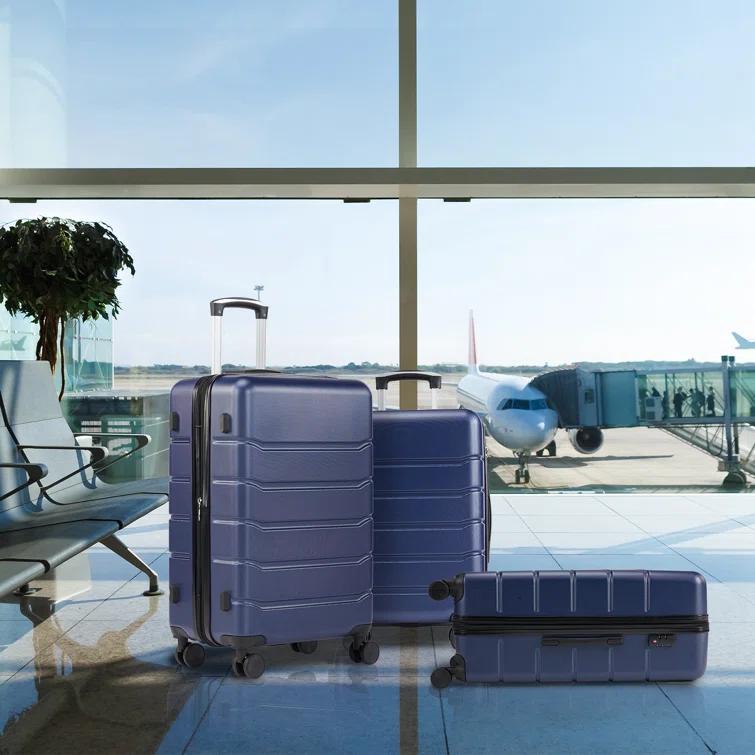 Smugdesk.com 3-Piece Luggage Set, ABS Travel Suitcase Set with TSA lock