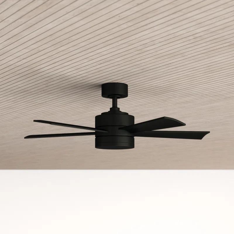 Wynd 5 - Blade Outdoor /Indoor Smart Ceiling Fan with Remote Control and LED Light Kit Included, Works With Alexa and iOS or Android App