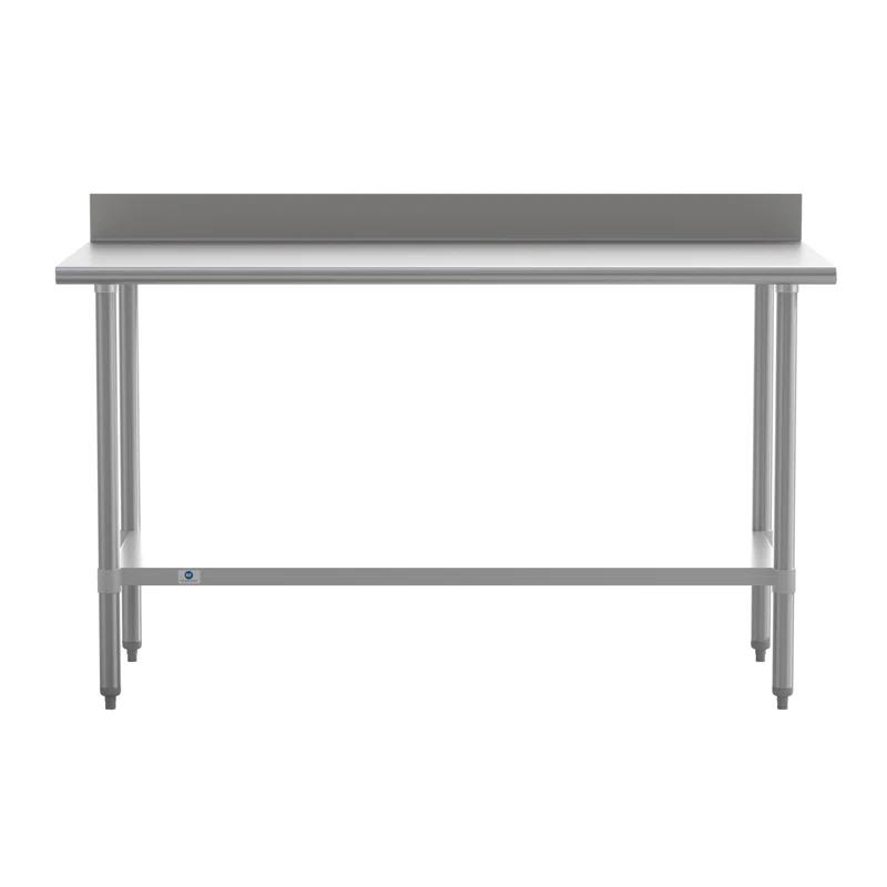 Flash Furniture Commercial Stainless Steel Kitchen Prep and Work Table with Shelf and Backsplash