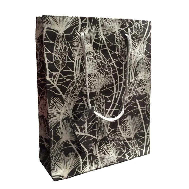 Black and White Recycled Cotton Gift Bags with Tag, Set of 6