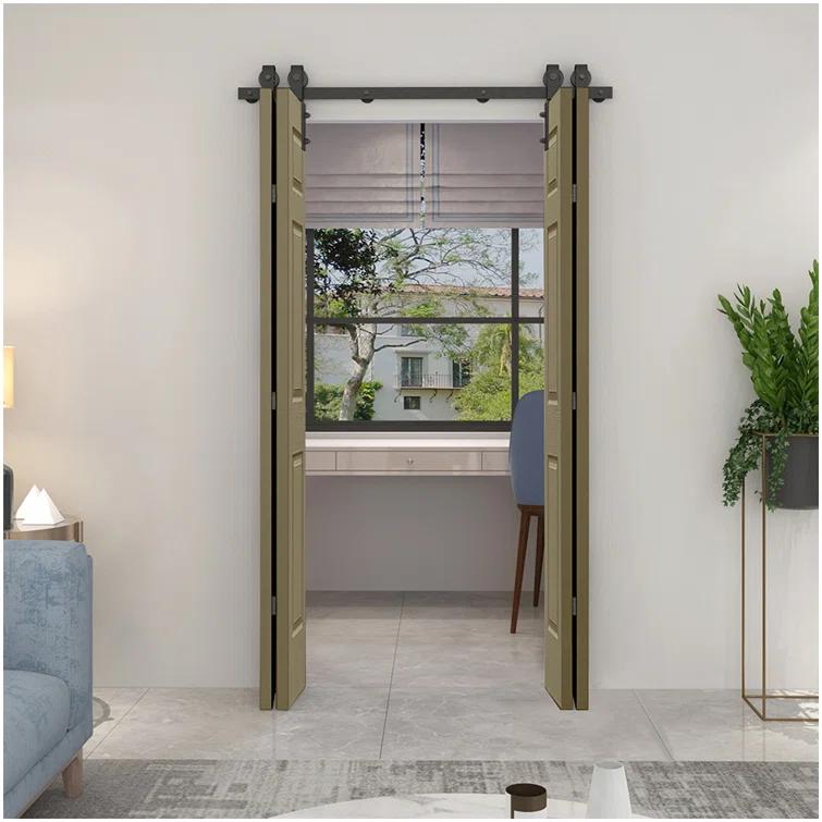 Calhome Paneled MDF Composite Double Bifold Barn Doors with Installation Hardware Kit