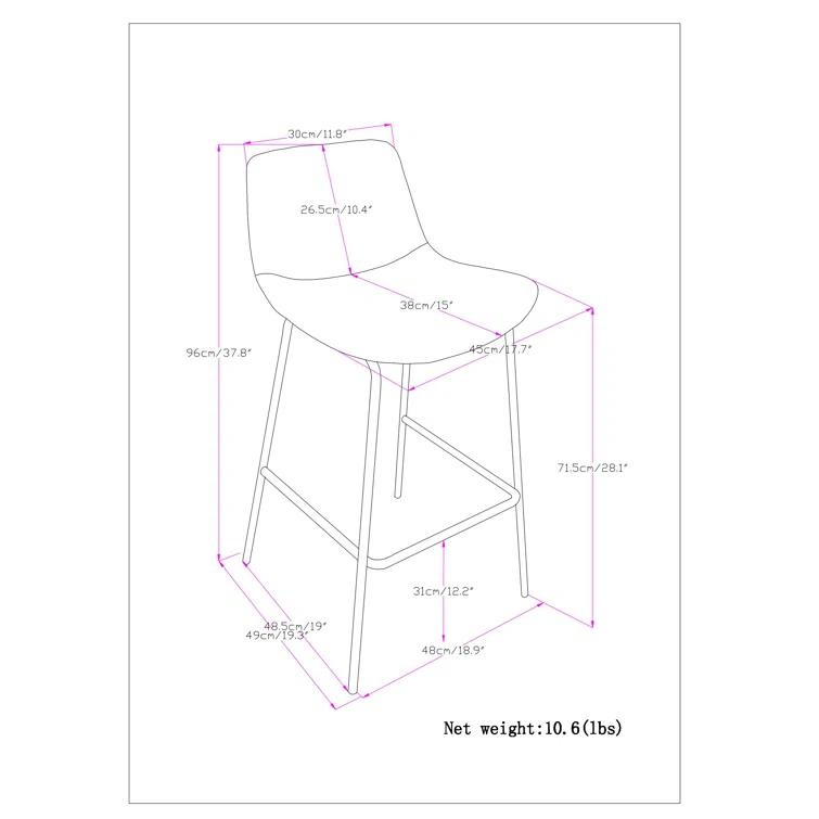 Simpli Home Jolie Upholstered Vegan Faux Leather Contemporary Counter Stool with Padded Bucket Seat and Footrest | Wayfair