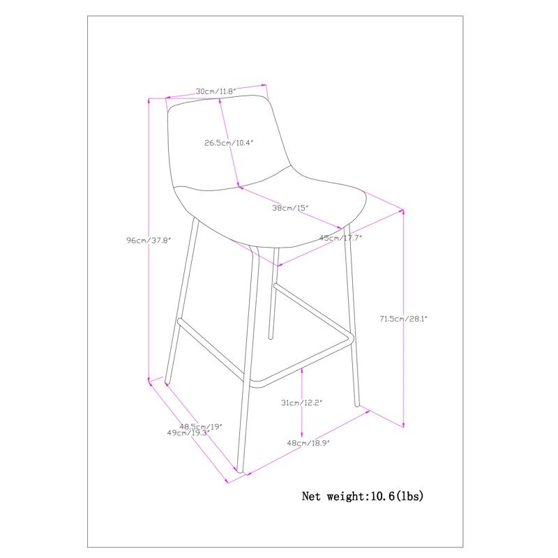 Simpli Home Jolie Upholstered Vegan Faux Leather Contemporary Counter Stool with Padded Bucket Seat and Footrest | Wayfair