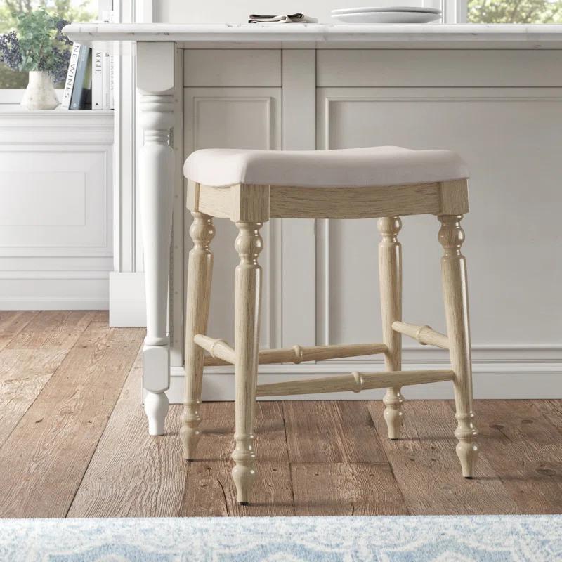 Kelly Clarkson Home Jordyn Backless Upholstered Wood Counter & Bar Stool