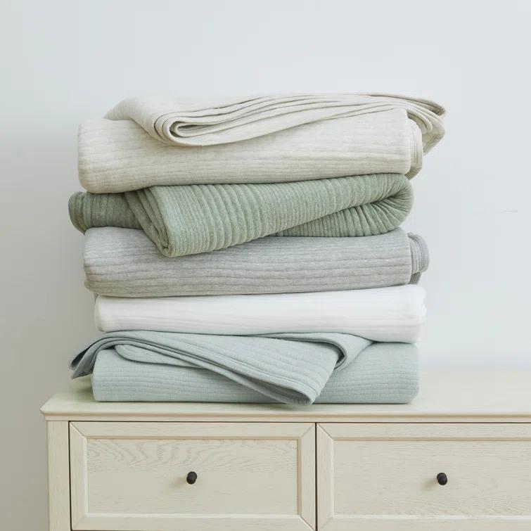 FreshFolds Jersey Cotton Blend Stitched Quilt Set with Shams