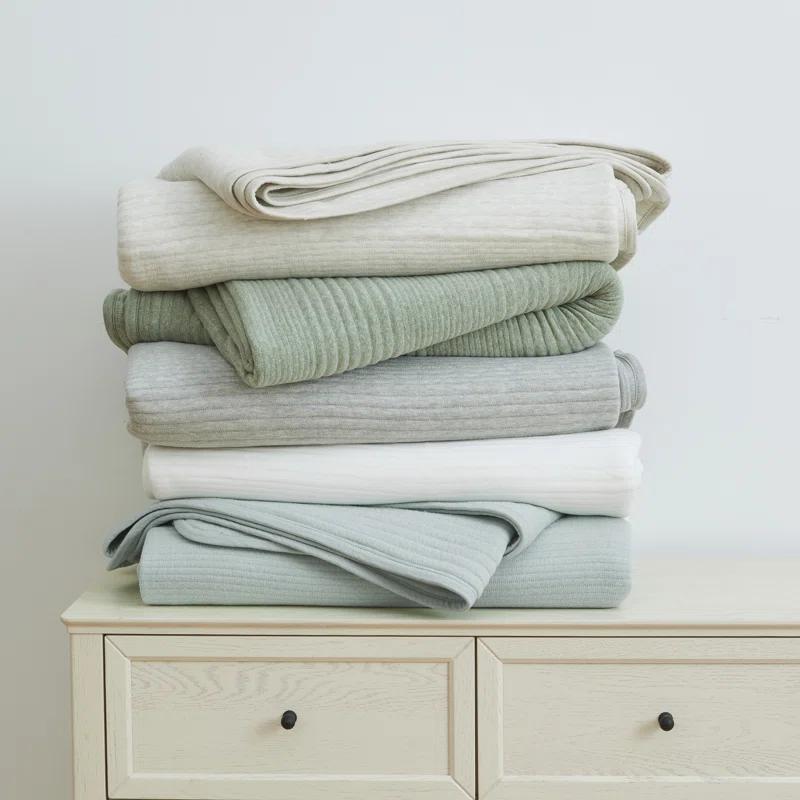 FreshFolds Jersey Cotton Blend Stitched Quilt Set with Shams
