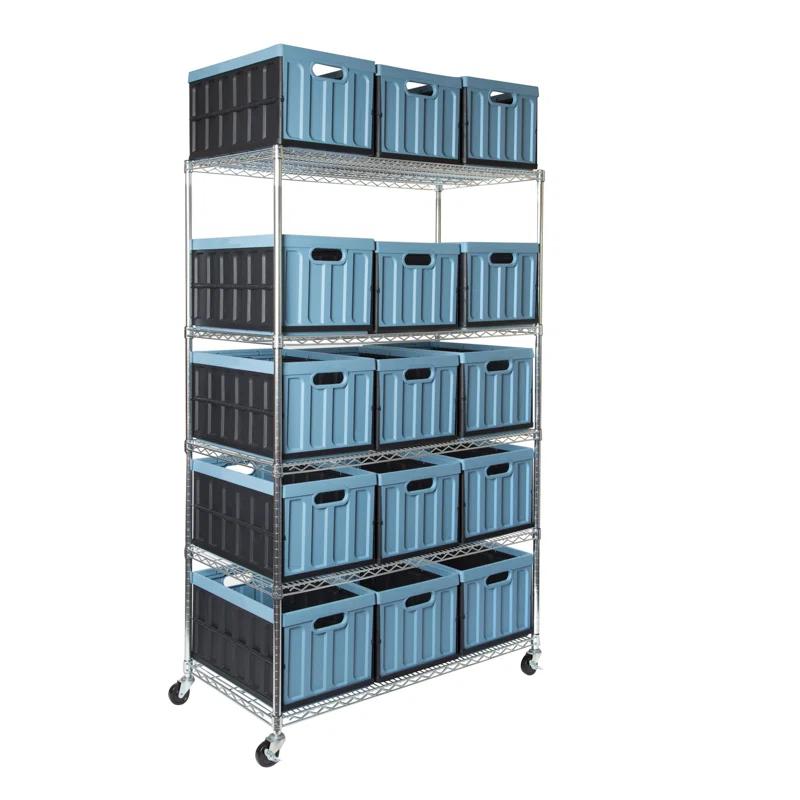 UltraDurable 24" D 5-Tier NSF-Certified Steel Shelving with Wheels
