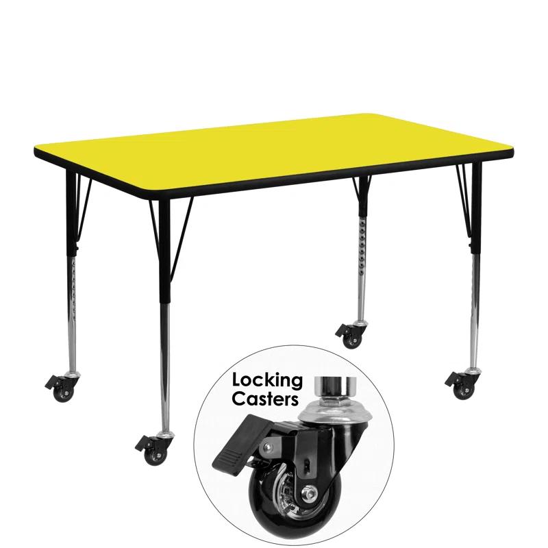 Flash Furniture Goddard Mobile 24''W x 48''L Rectangular HP Laminate Activity Table - Adjustable Legs