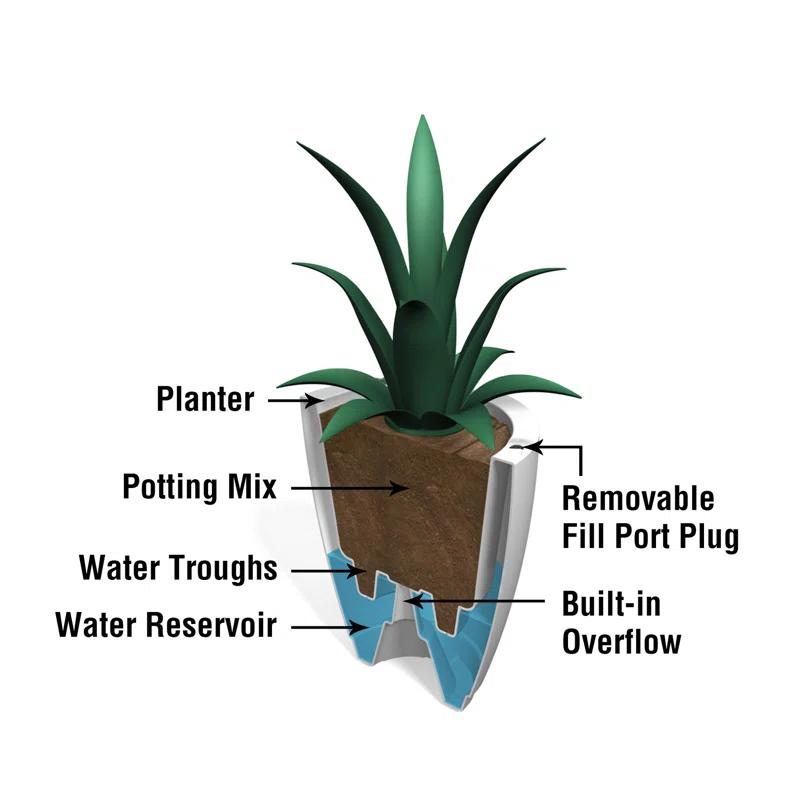 Mayne Inc. Caprio Tall Resin Pot Planter with Water Reservoir