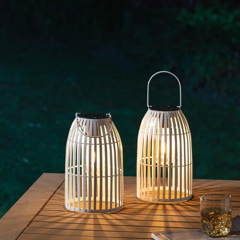 Glitzhome 9.75'' Integrated LED Outdoor Lantern (Set of 2)