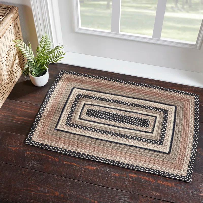 VHC Brands Sawyer Mill Charcoal Creme Jute Rug W/ Pad