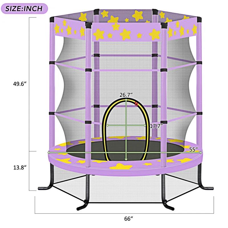 wendeway 55 Inch Kids Trampoline With Safety Enclosure Net | Wayfair