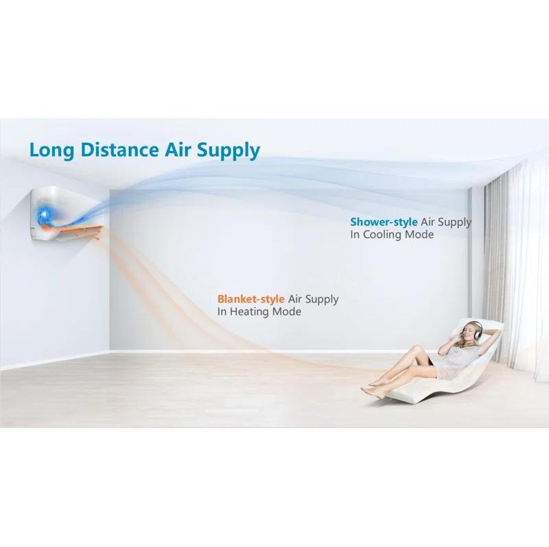 ApooDr 9,000 BTU 19 SEER2, 230-Volt, Ductless Mini Split AC with Heat Pump, Wi-Fi, 16Ft. Lineset