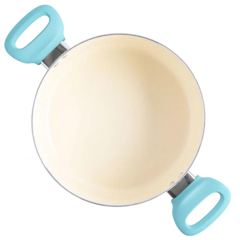 Spice by Tia Mowry Spice By Tia Mowry Savory Saffron Nonstick Ceramic Dutch Oven With Stainless Steel Steamer, 5-Quart, Charcoal, Enamel Exterior, Stay-Cool Handles