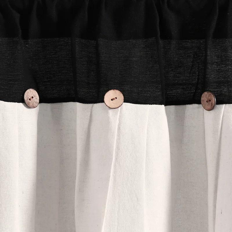 Lush Decor Linen Button Cotton Blend Tailored Window Valance