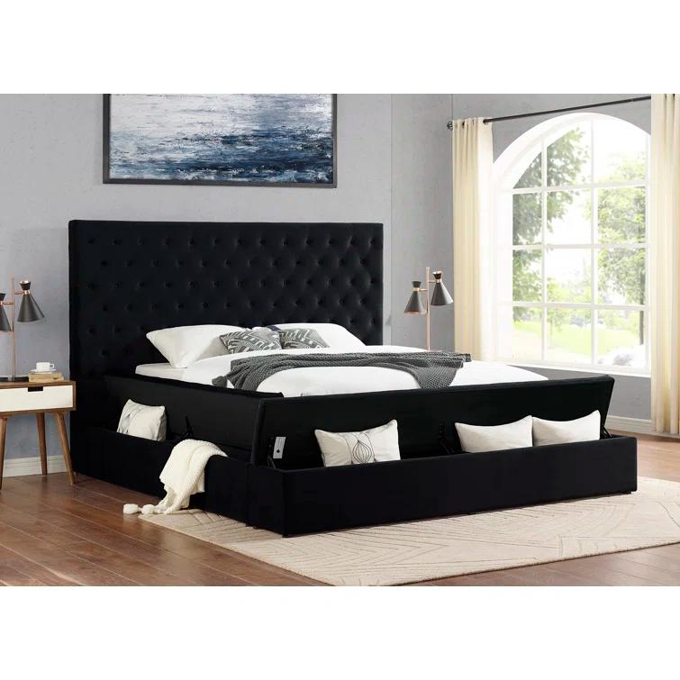 Best Master Furniture Upholstered Panel Storage Bed