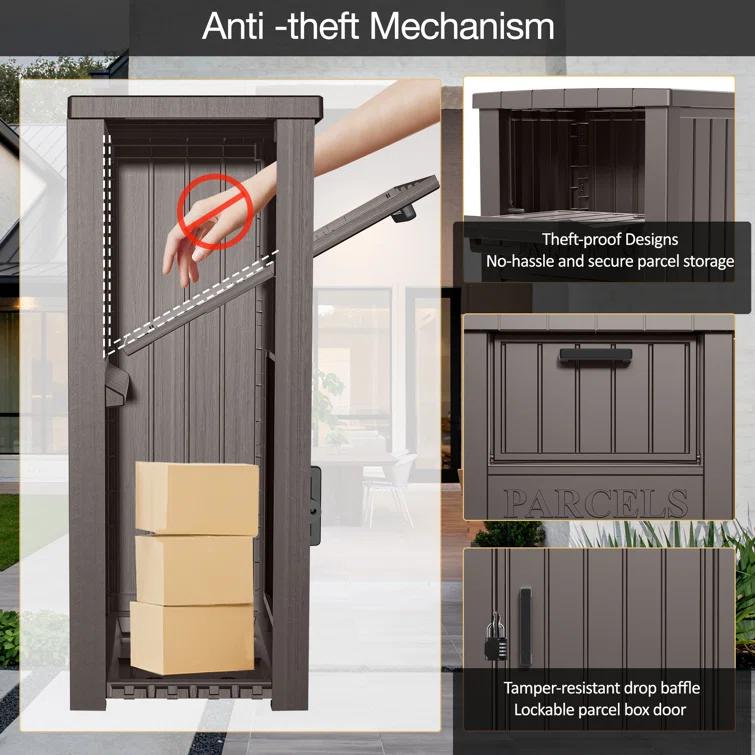 LHBcraft Resin Package Drop Box, Lockable Package Delivery and Outdoor Storage Box