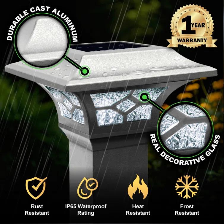 Classy Caps Low Voltage Integrated LED Aluuminum Fence Post Cap Light 2.5 In. X 2.5 In. with Base Adapter Included