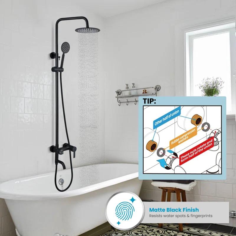 FUNDUXA Stainless Steel Wall Mounted Outdoor Shower with Detachable Shower Head