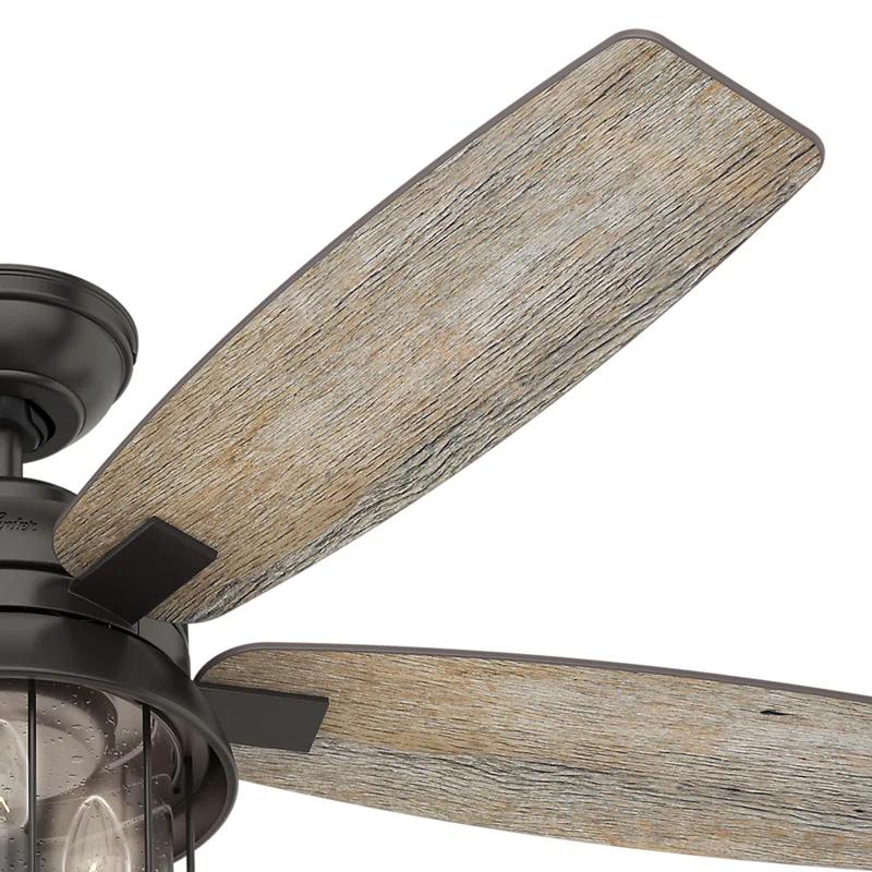 Hunter Fan 52" Coral Bay 5 - Blade Outdoor Standard Ceiling Fan with Remote Control and Light Kit Included