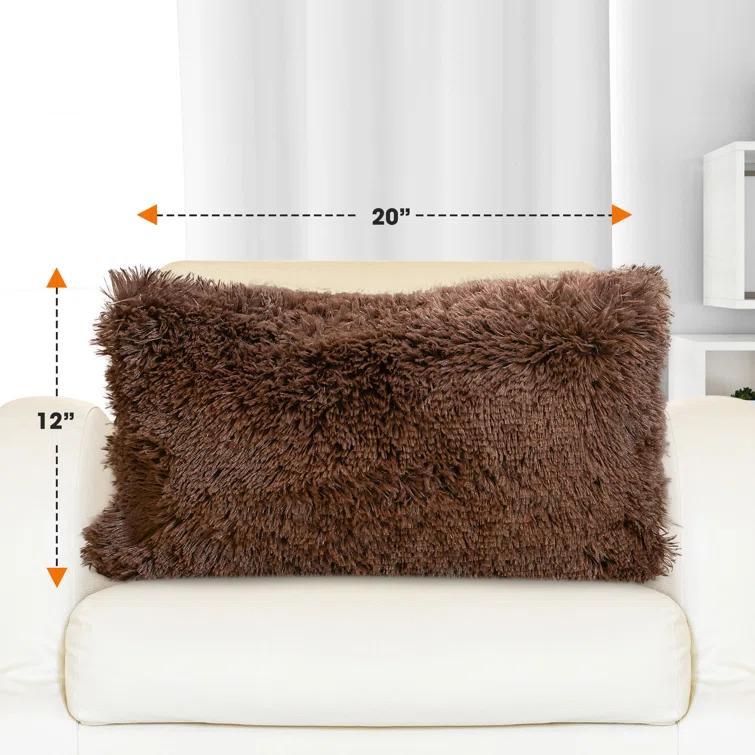 Cheer Collection Cheer Collection Shaggy Hair Decorative Throw Pillows (Set of 2)