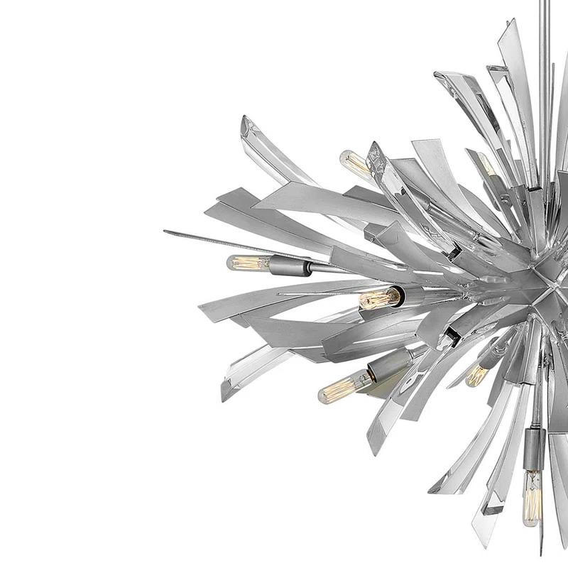 Fredrick Ramond Vida 36" Thirteen-Light Modern Horizontal Hanging Chandelier w/ Crystal Accents