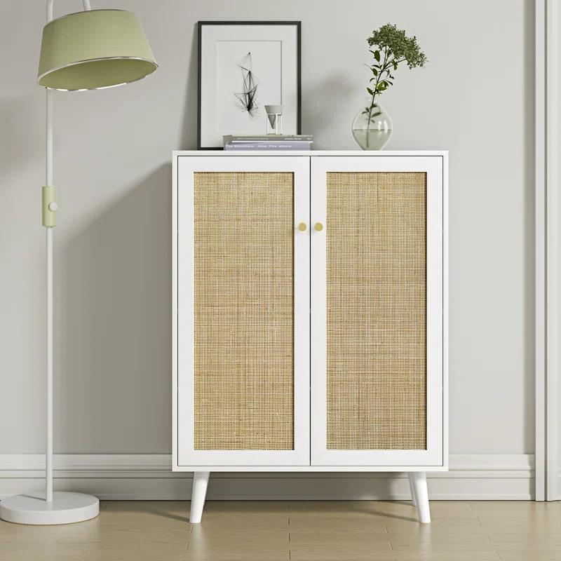 Ahlyssa 44'' Tall 2 - Door Rattan Accent Cabinet with Adjustable Shelves Storage Cabinet