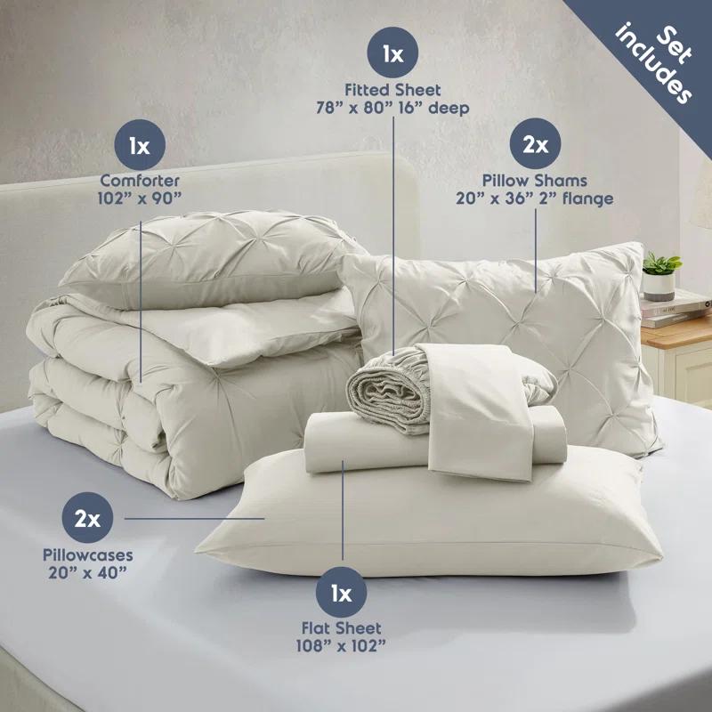 Bed-in-A-Bag Pleated Comforter Set with Bed Sheets