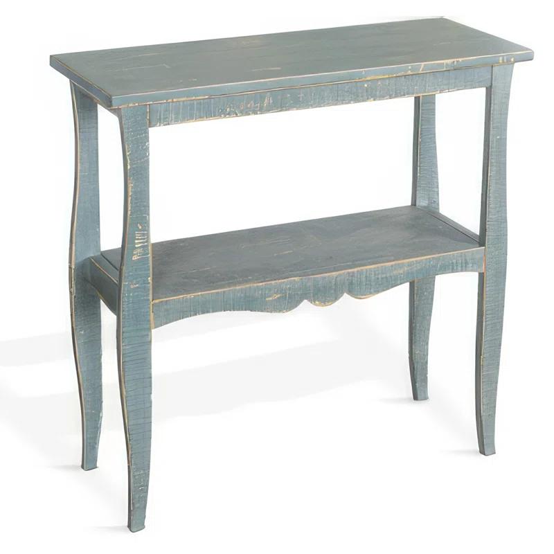 Benjara Rena Side End Table, Scallop Trim, 28 Inch Mahogany