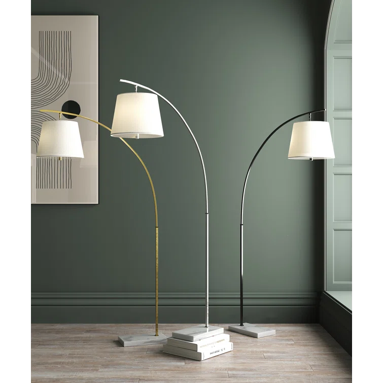 Adjustable Oil Rubbed Bronze Arc Floor Lamp with White Shade