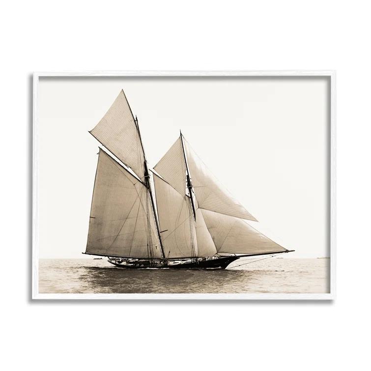Stupell Industries Az-988-Framed " Vintage Sailboat Photography " by Graffi*Tee Studios