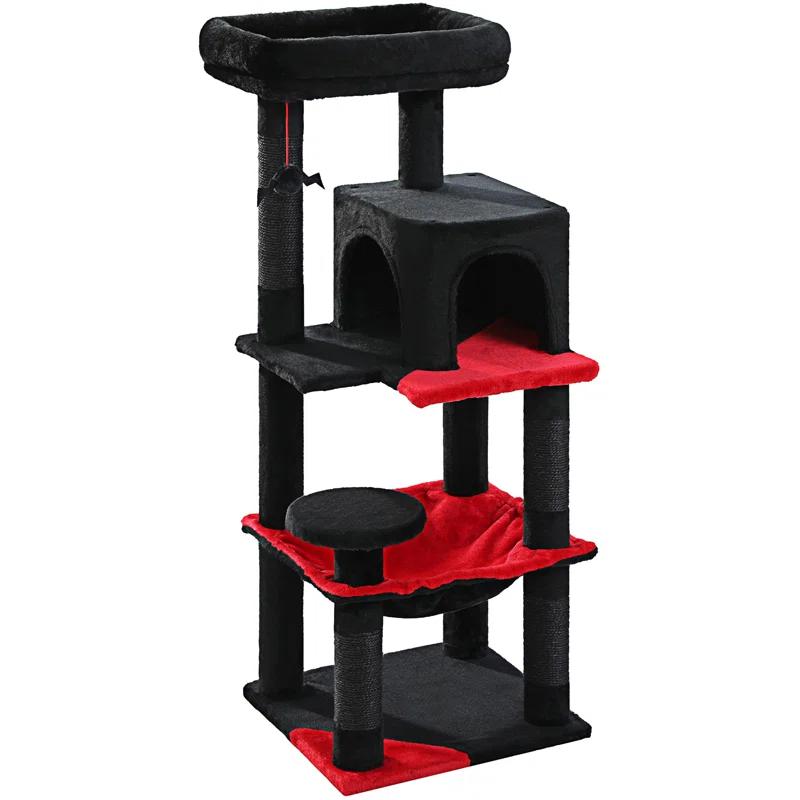 Gothic Cat Tree With Super Large Hammock, 45.7"  Cat Tower With Coffin Bed, Cat Condo, Sisal Scratching Posts & Top Perch, Multi-Level Goth Cat Tree, Halloween
