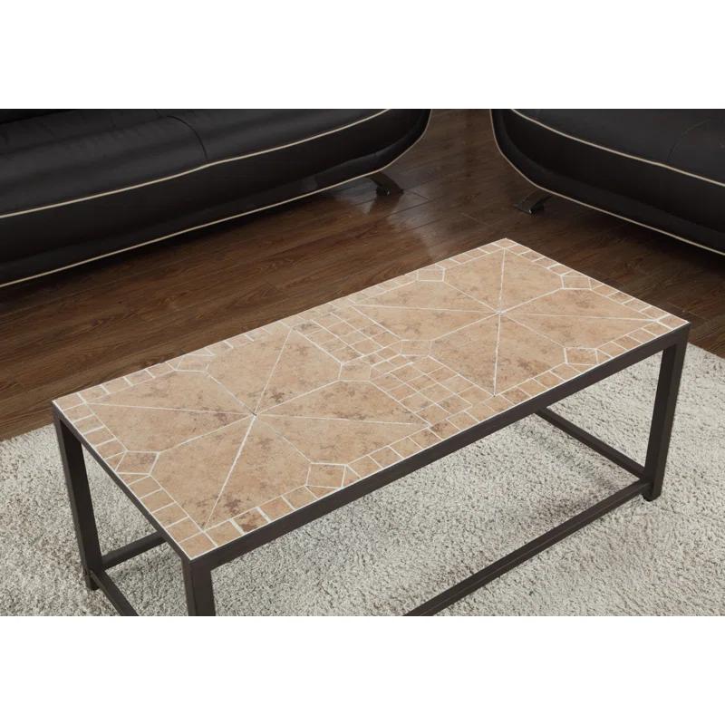 Wrought Studio™ Coffee Table, Accent, Cocktail, Rectangular, Living Room, 42" L, Metal, Tile