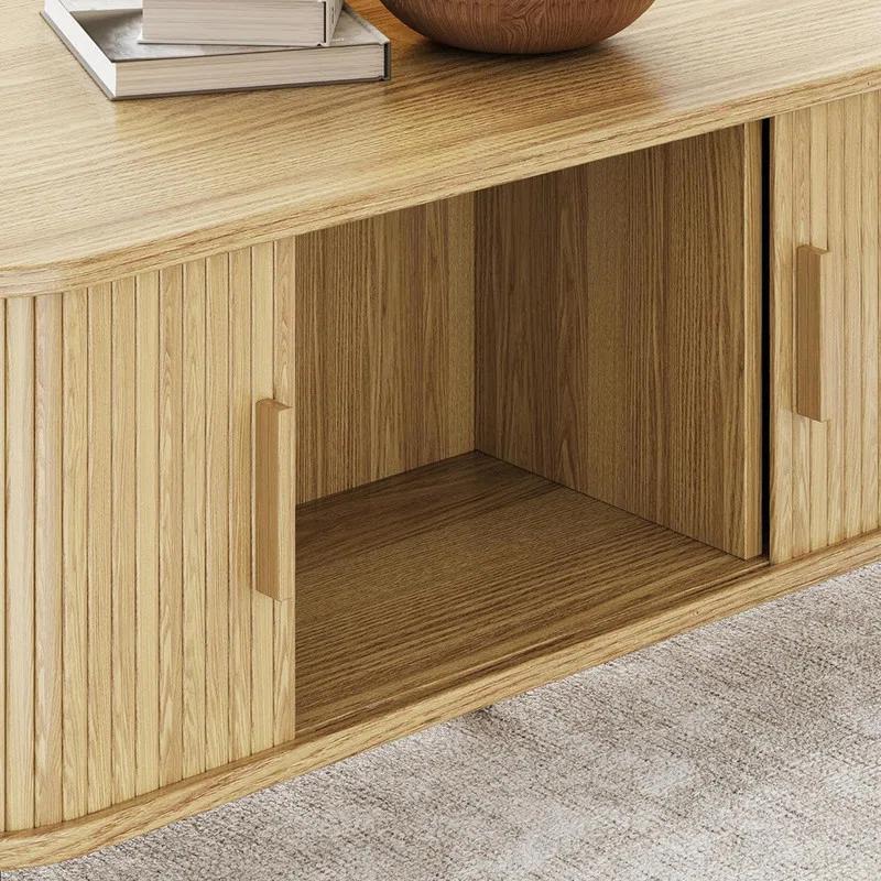 Latitude Run® Coffee Table with Storage, 47.2" Modern Coffee Tables for Living Room, Rectangle Center Table with Sliding Tambour Door & Adjustable Leg for Living Room